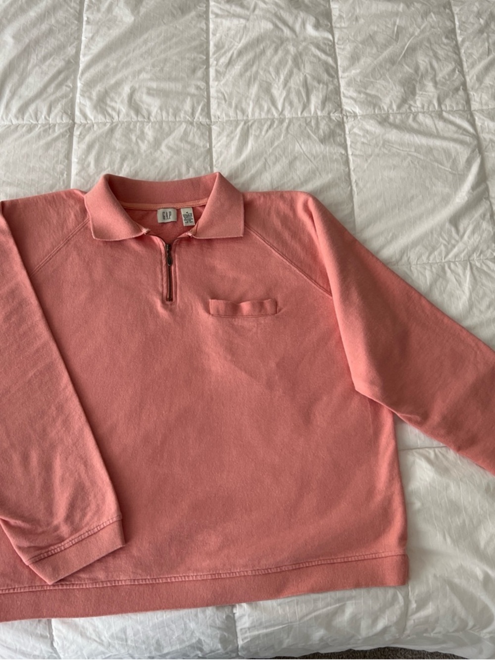 GAP Cotton Coral Pink Quarter-Zip Pullover